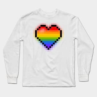 Pixel Heart Rainbow Long Sleeve T-Shirt